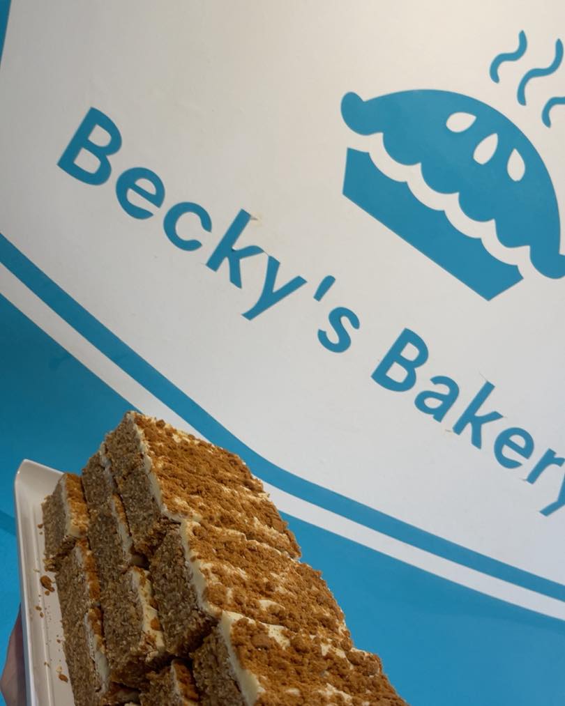 Fresh carrot cake slices from Becky's Bakery Blackburn
